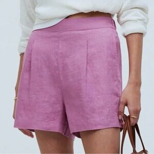 Madewell Clean Pull-On Shorts in Linen-Cotton Retro Pink Size XXS